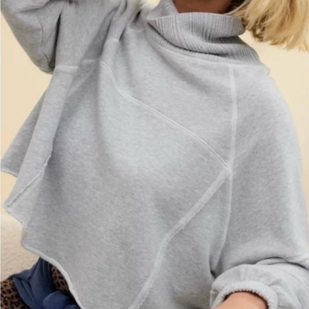 Aerie Light Gray Turtleneck crop sweater/sweatshirt